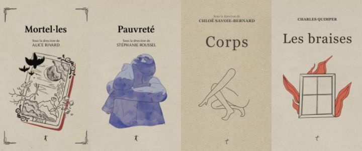 Four minimalist book covers from Groupe Nota Bene's "Encrages" series