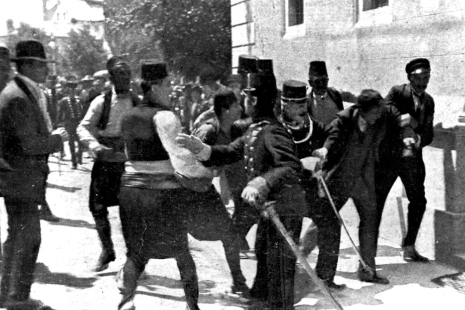 ||The arrest of Gavrilo Princip after the killing of the Archduke Franz Ferdinand