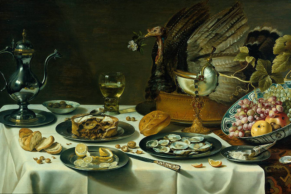 ||Still Life with Turkey Pie, Pieter Claesz (1627)