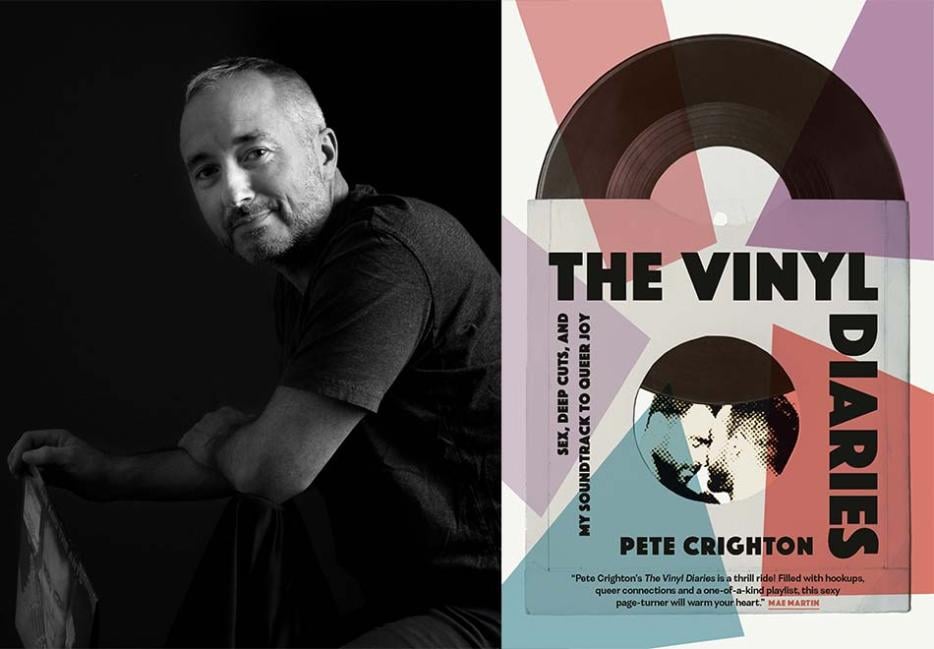 An image of author Pete Crighton, and the cover of his new book, The Vinyl Diaries 