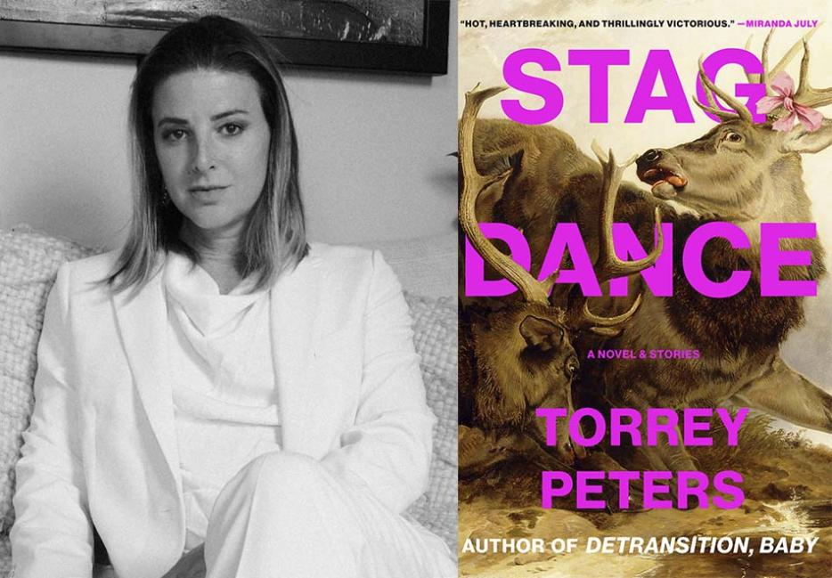 The author Torrey Peters and the cover of Stag Dance 