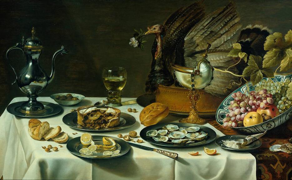 ||Still Life with Turkey Pie, Pieter Claesz (1627)