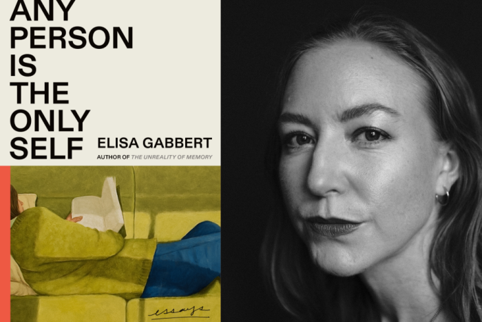 Diptych of book and author Elisa Gabbert