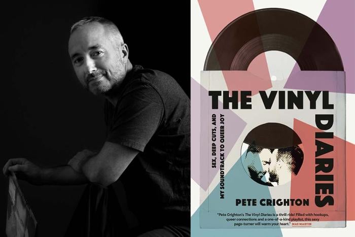 An image of author Pete Crighton, and the cover of his new book, The Vinyl Diaries 
