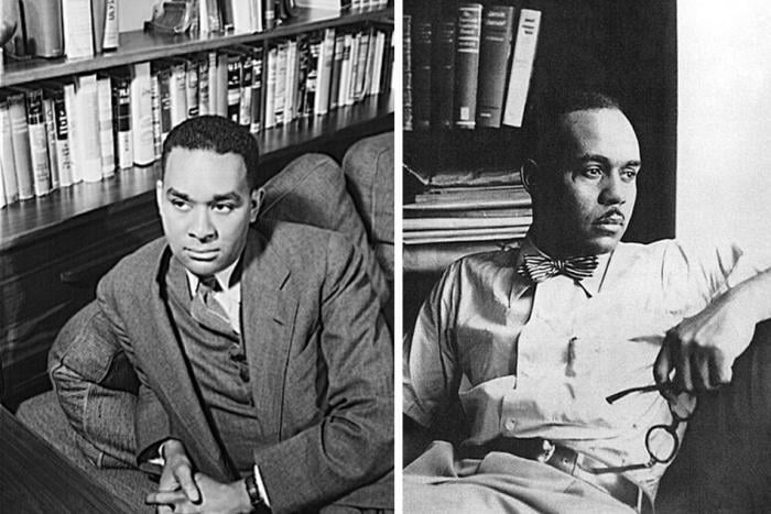 ||Though they later fell out, Richard Wright (left) provided encouragement to a young Ralph Ellison and got him the job that provided much of the material for Invisible Man. 