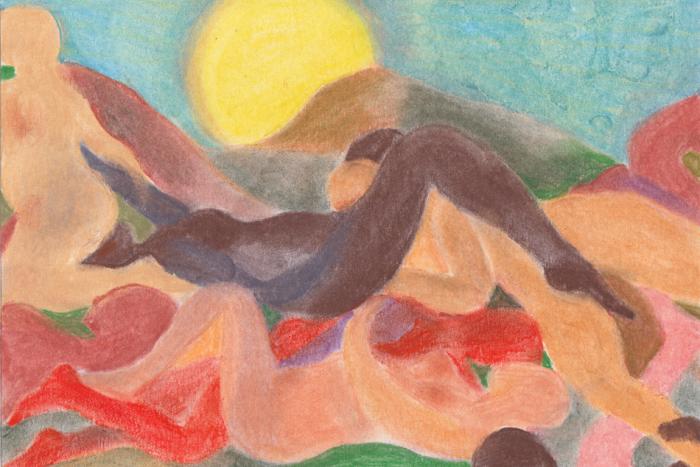 naked bodies communing together as the sun rises